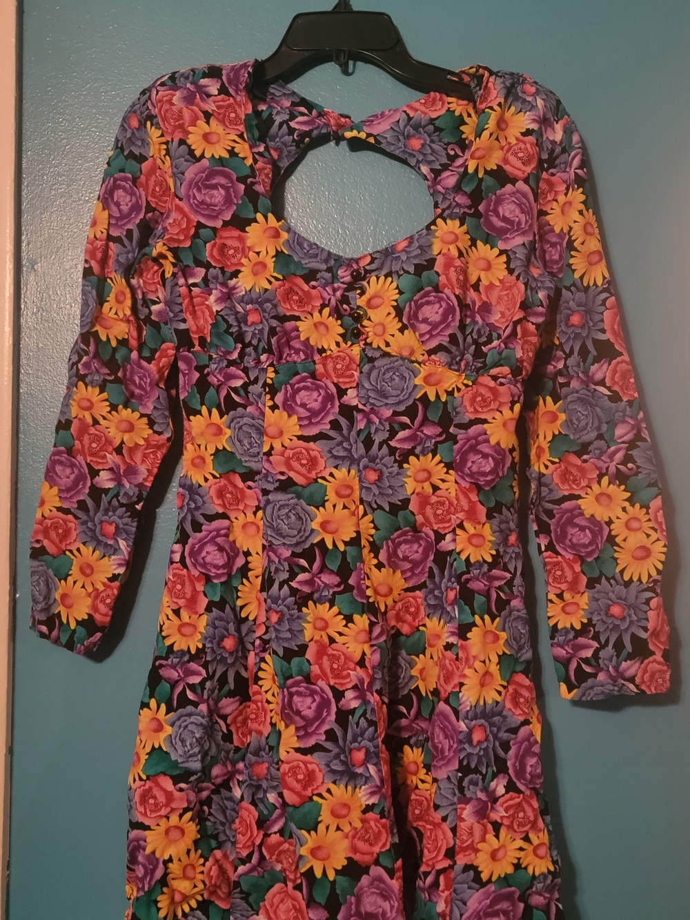 Paris Blues Floral Keyhole Dress in Purple, Yellow & Pink